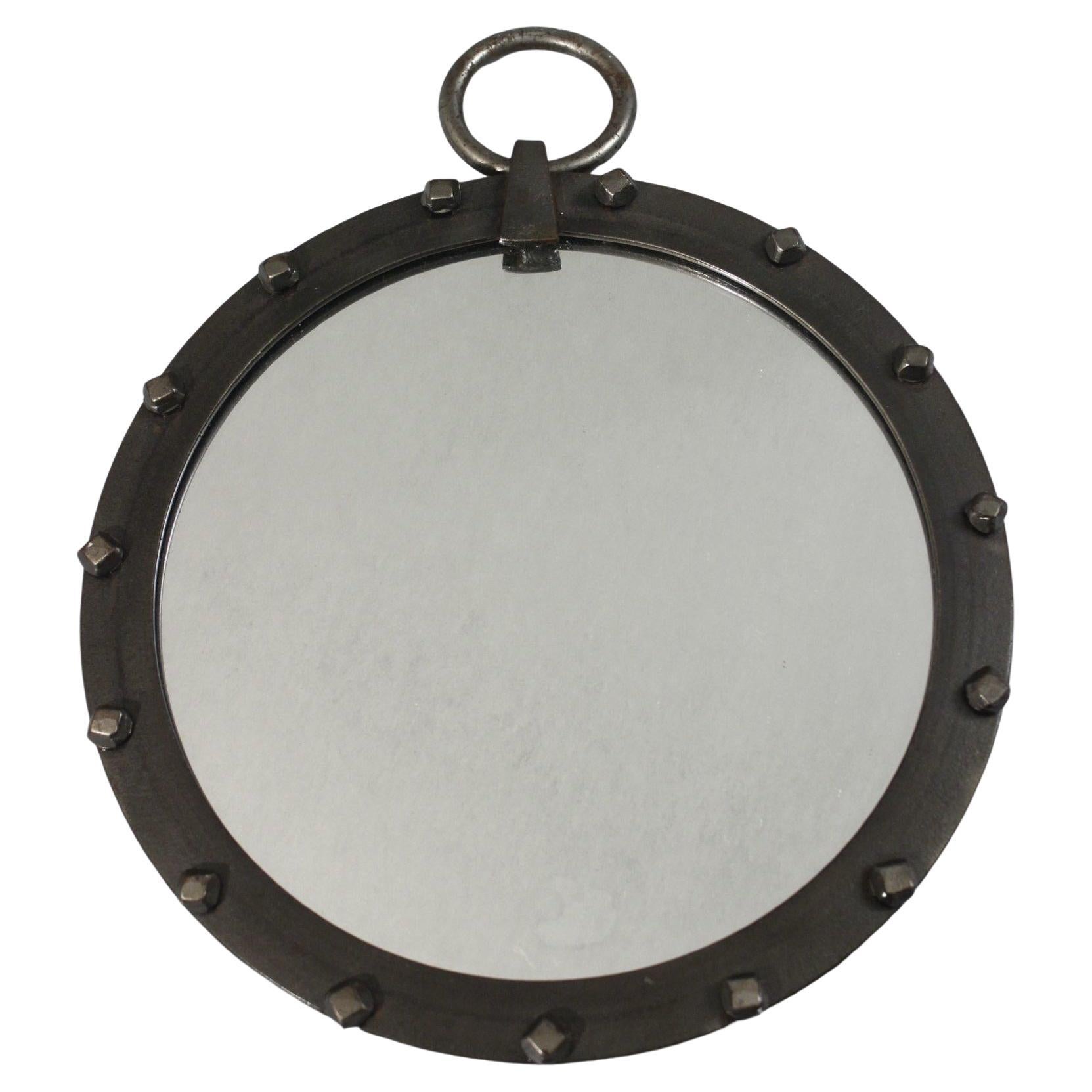 Brutalist wrought iron French wall mirror circa 1950