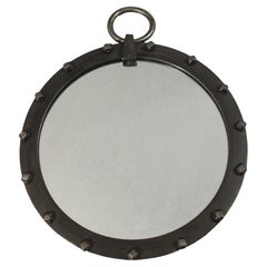 Brutalist wrought iron French wall mirror circa 1950