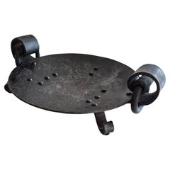 Brutalist wrought iron fruit bowl or candle holder, Netherlands 1950s