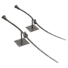 Brutalist Wrought Iron Knotted Wall Candle Sconces