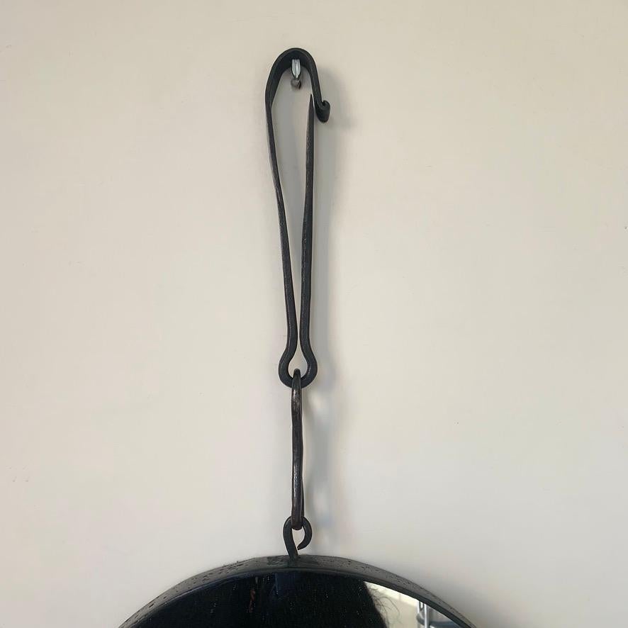 Brutalist Wrought Iron Mirror Attributed To Leopold Gest , circa 1950, France. For Sale 6