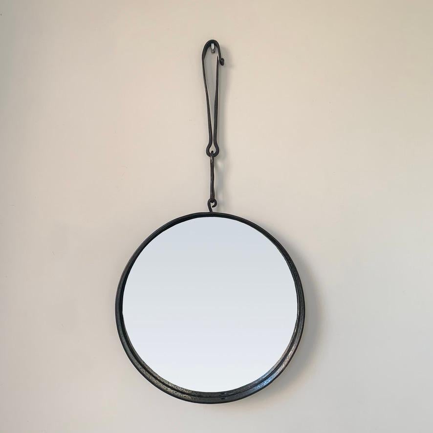 Brutalist Wrought Iron Mirror Attributed To Leopold Gest , circa 1950, France. For Sale 9