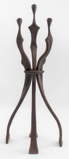 Brutalist Wrought Iron Sculptural Candelabra