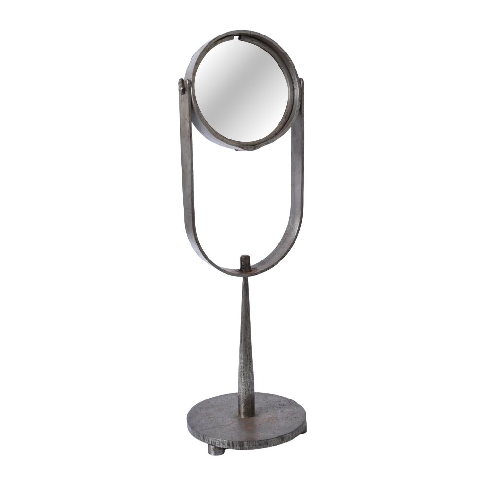 Brutalist wrought iron table mirror, 1960s For Sale