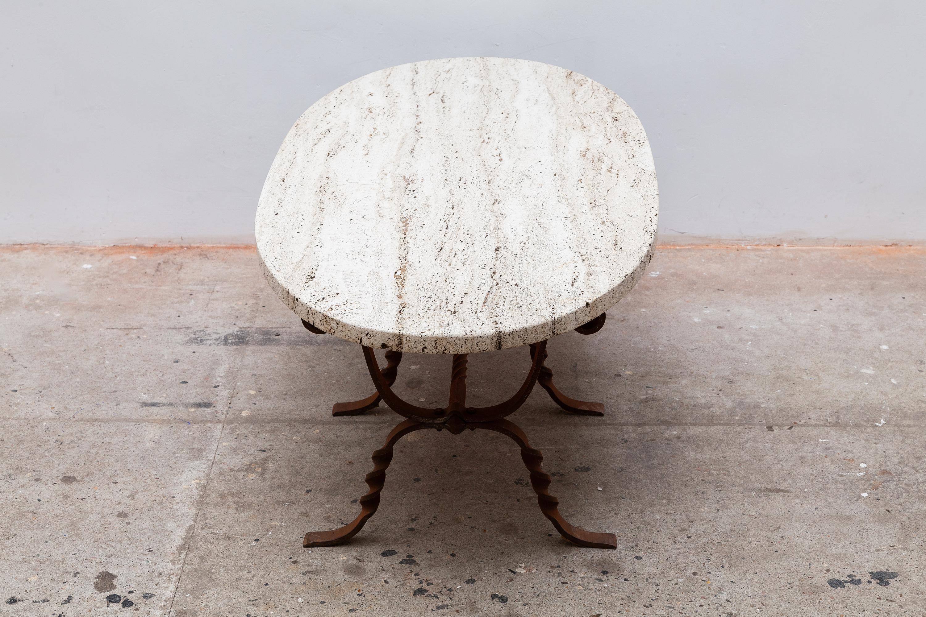 oval stone top coffee table