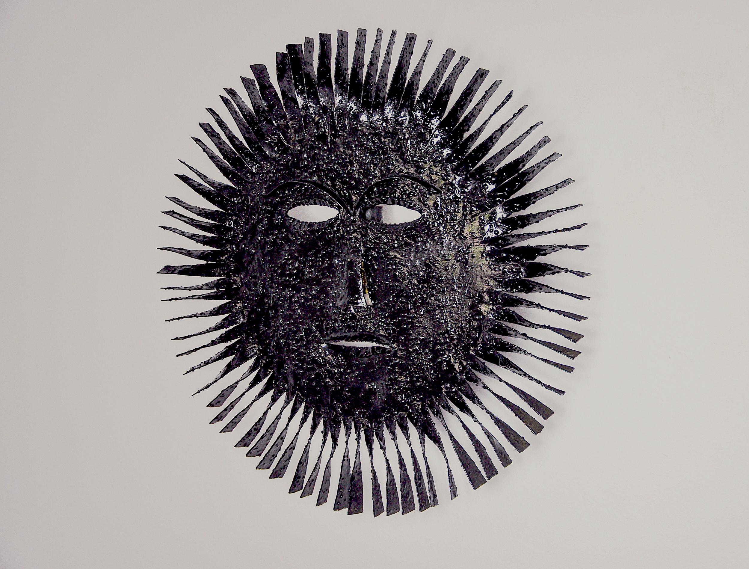 Hollywood Regency Brutalist XL sun wall lamp, folk art, Spain, 1970 For Sale