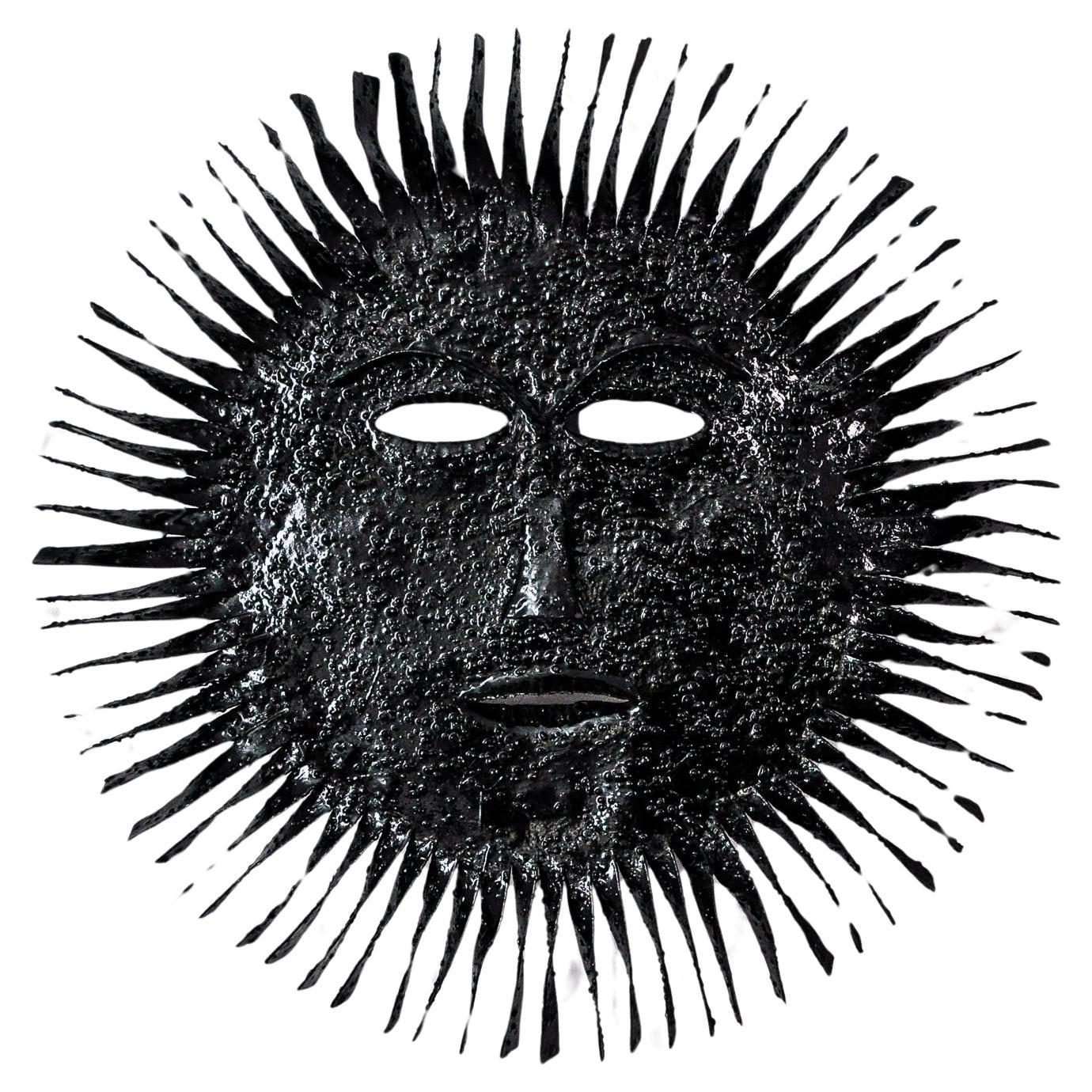 Brutalist XL sun wall lamp, folk art, Spain, 1970 For Sale