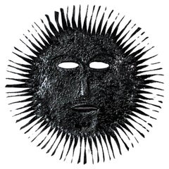 Brutalist XL sun wall lamp, folk art, Spain, 1970