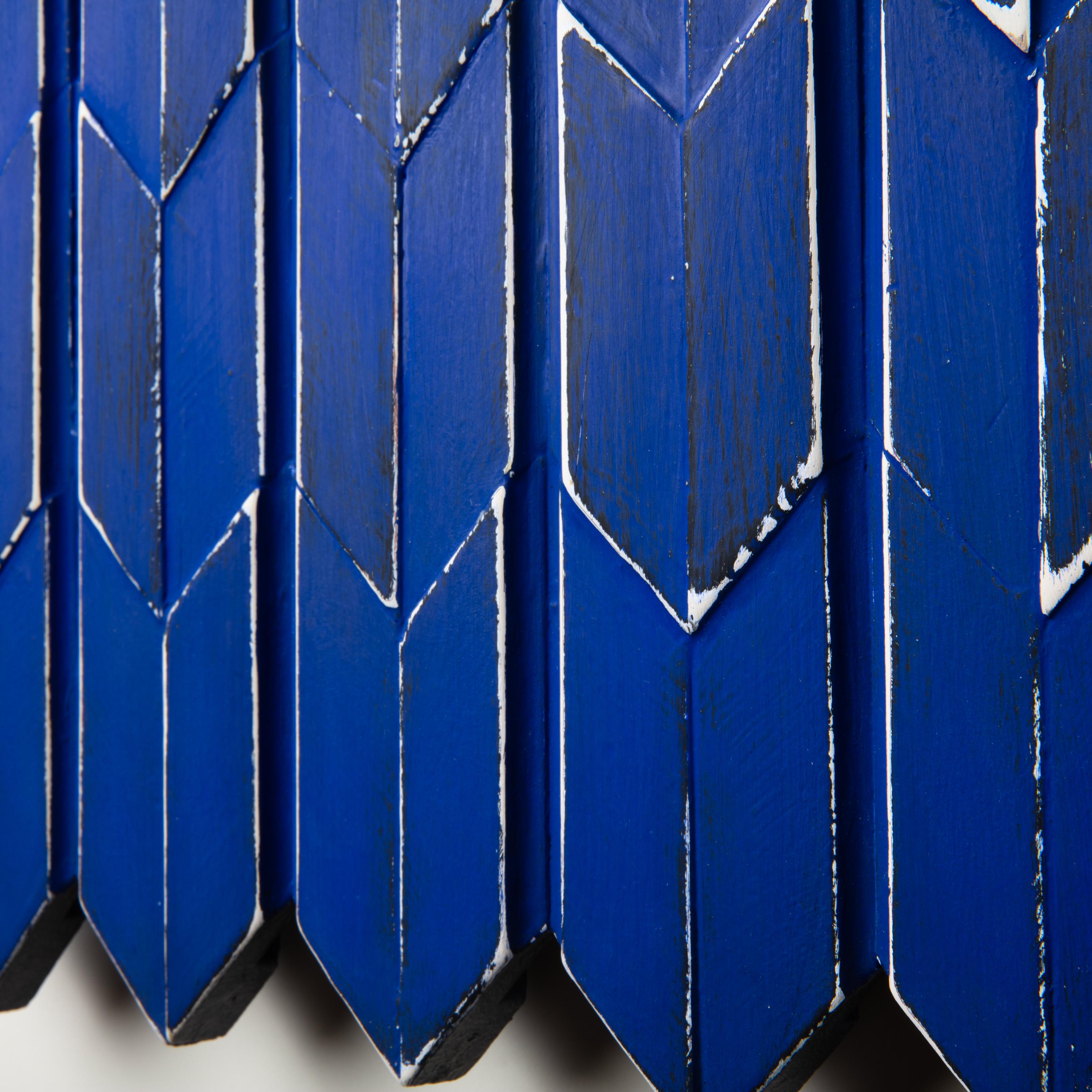 Brutalist Yves Klein Blue Wood Wall Art installation: Arrows For Sale 1