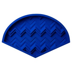 Brutalist Yves Klein Blue Wood Wall Art installation: Fan YKB