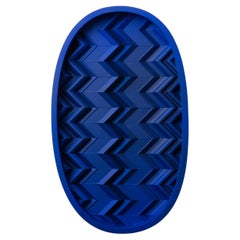 Brutalist Yves Klein Blue Wood Wall Art installation: Oval 2 YKB