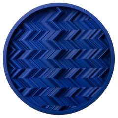 Brutalist Yves Klein Blue Wood Wall Art installation: Round 1 YKB