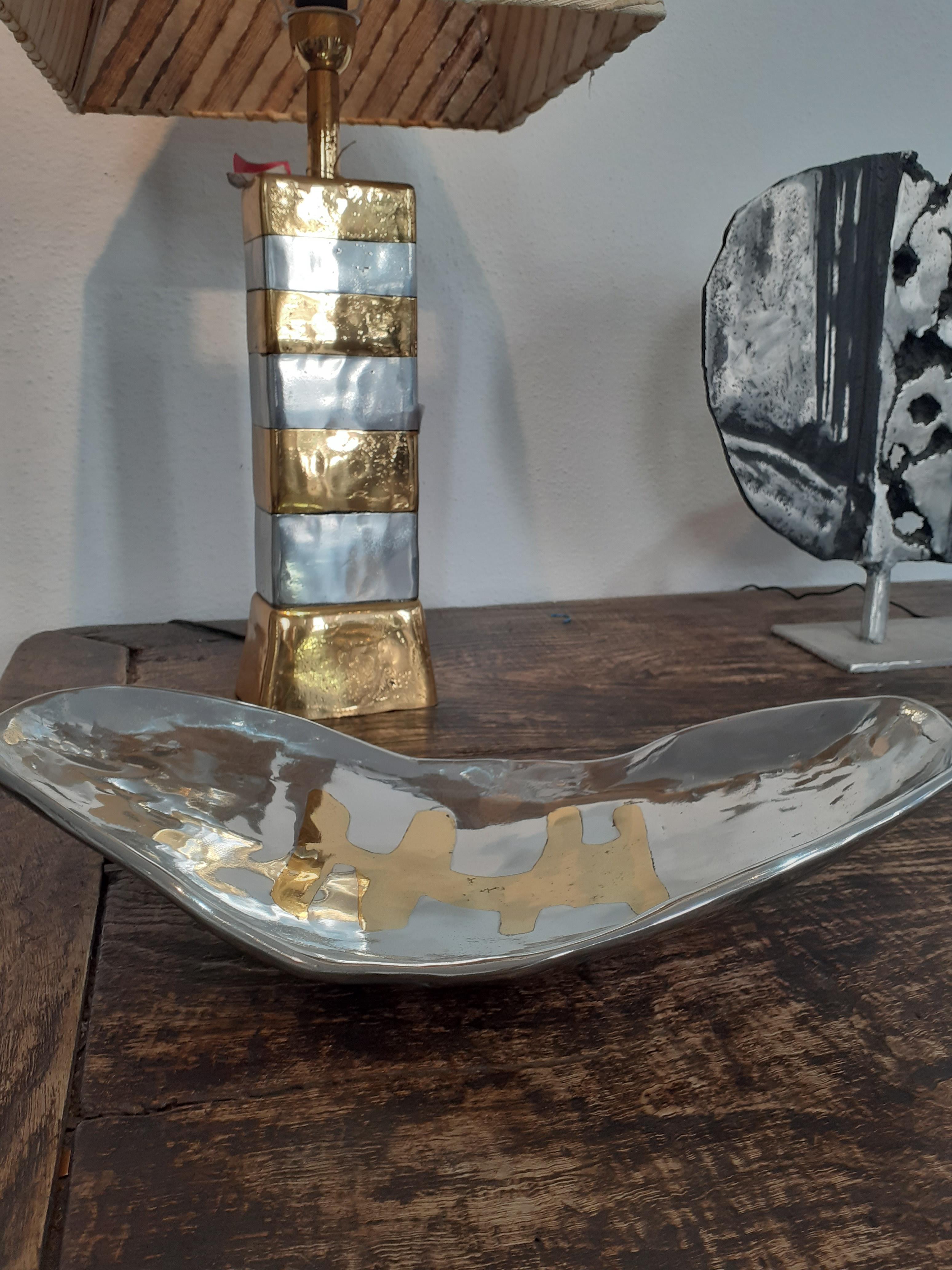 Aluminum Brutalist Zen Bowl A071 in Cast Brass and Aluminium Designed by David Marshall  For Sale