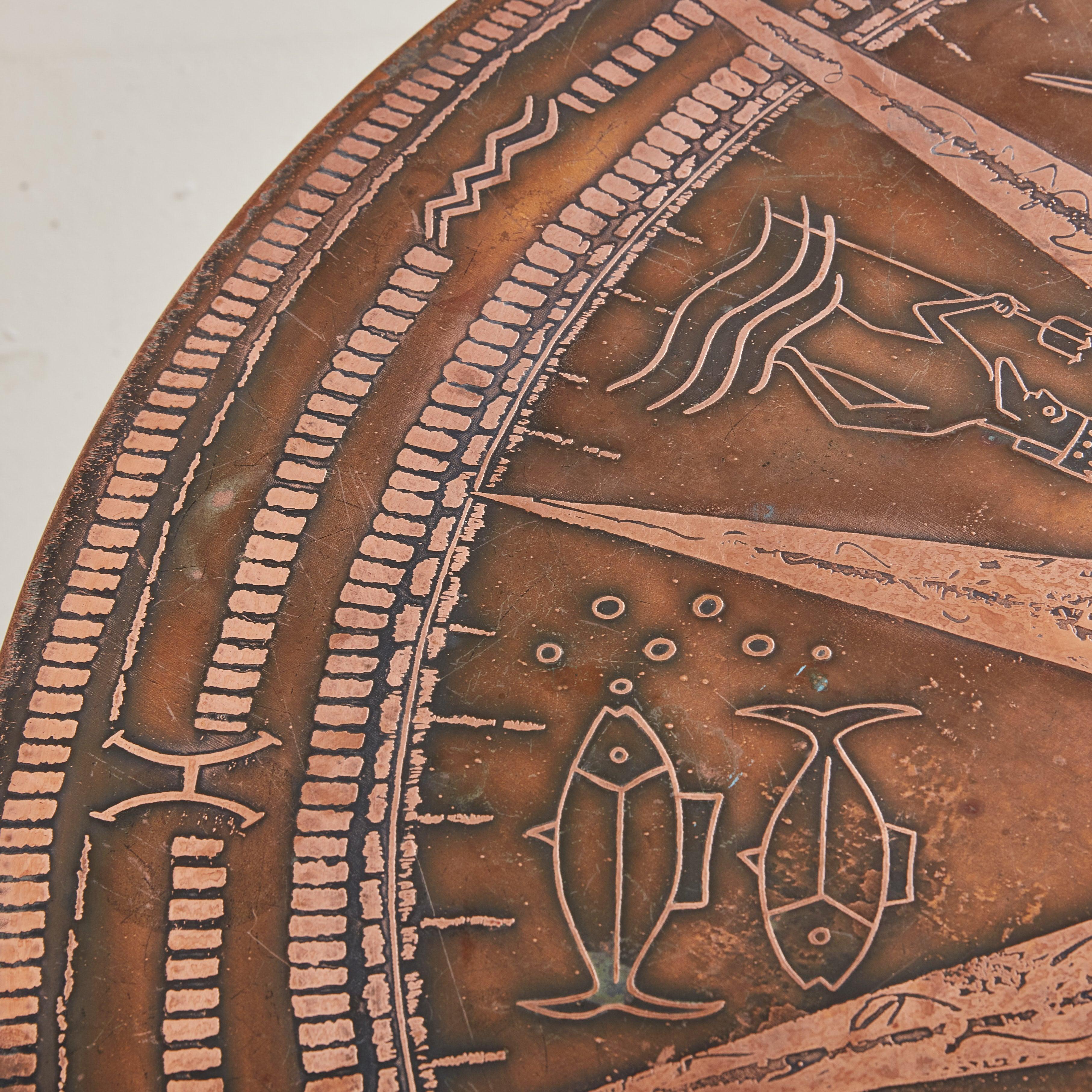 Cuivre Table basse brutaliste à motif Zodiac, Allemagne, années 1960 en vente