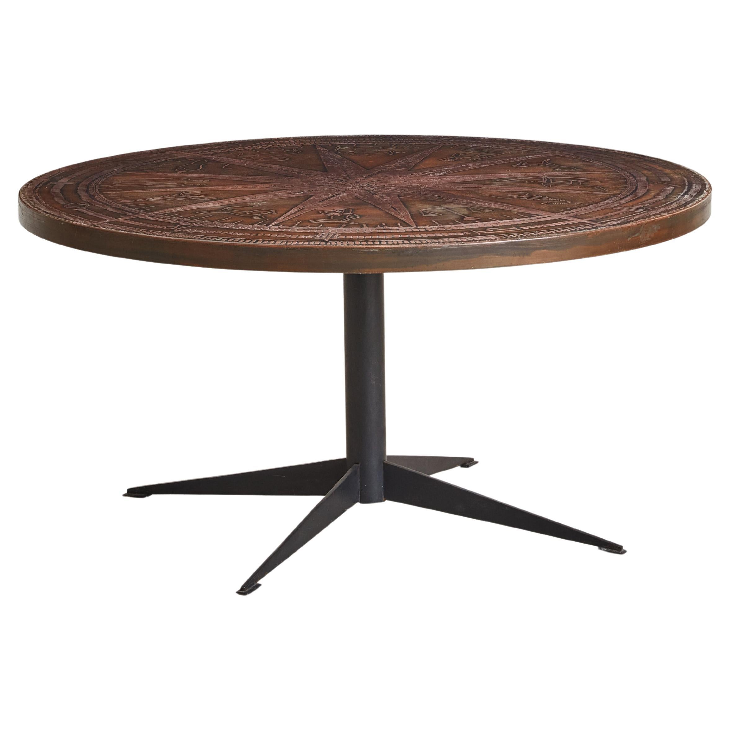 Brutalistischer Couchtisch mit Zodiac-Motiv, Deutschland 1960er Jahre