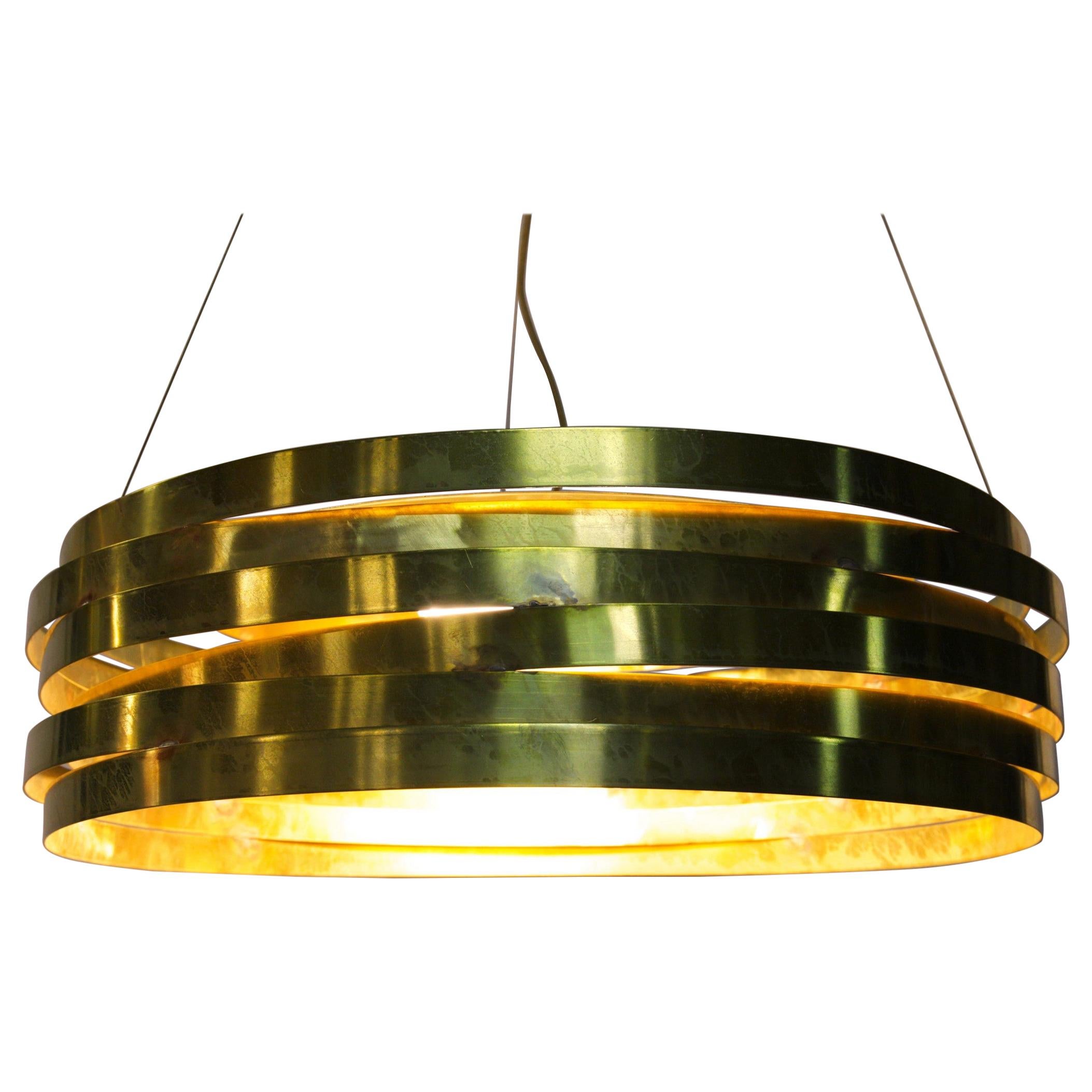 Brutalista Chandelier, Brass Rings Nested Shade Unfinished, Brutalist