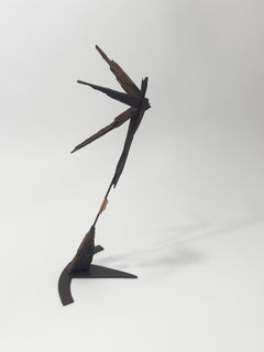 Brutaliste sculpture en bois et acier " Le messager " de l'artiste Ankh