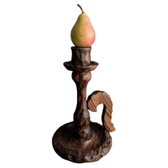 Brutalistic Candle Holder of Wood, Italy, 1940s