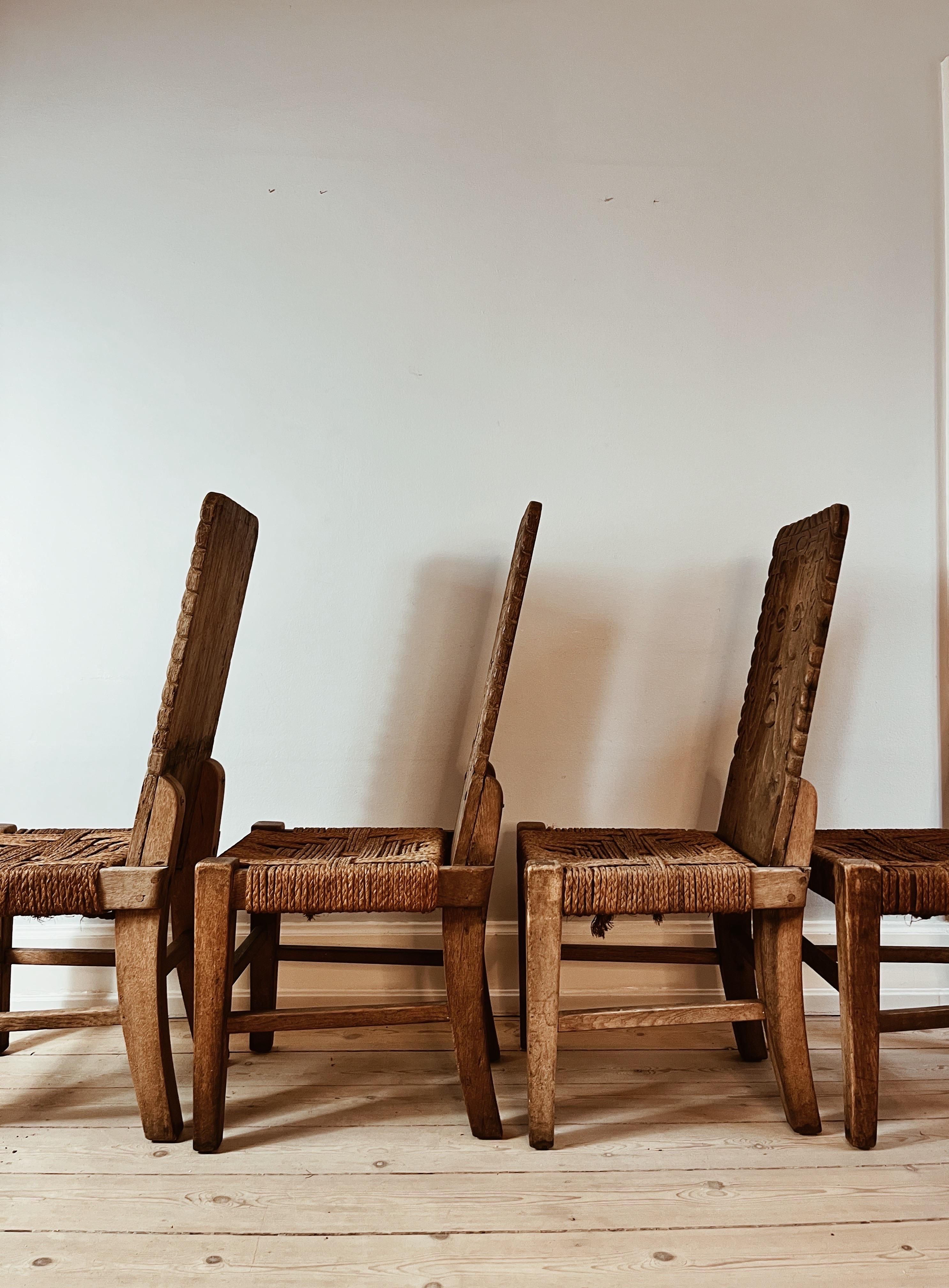 Sedie da pranzo in vimini e rattan in stile arte popolare danese brutalista degli anni '30 in vendita 5
