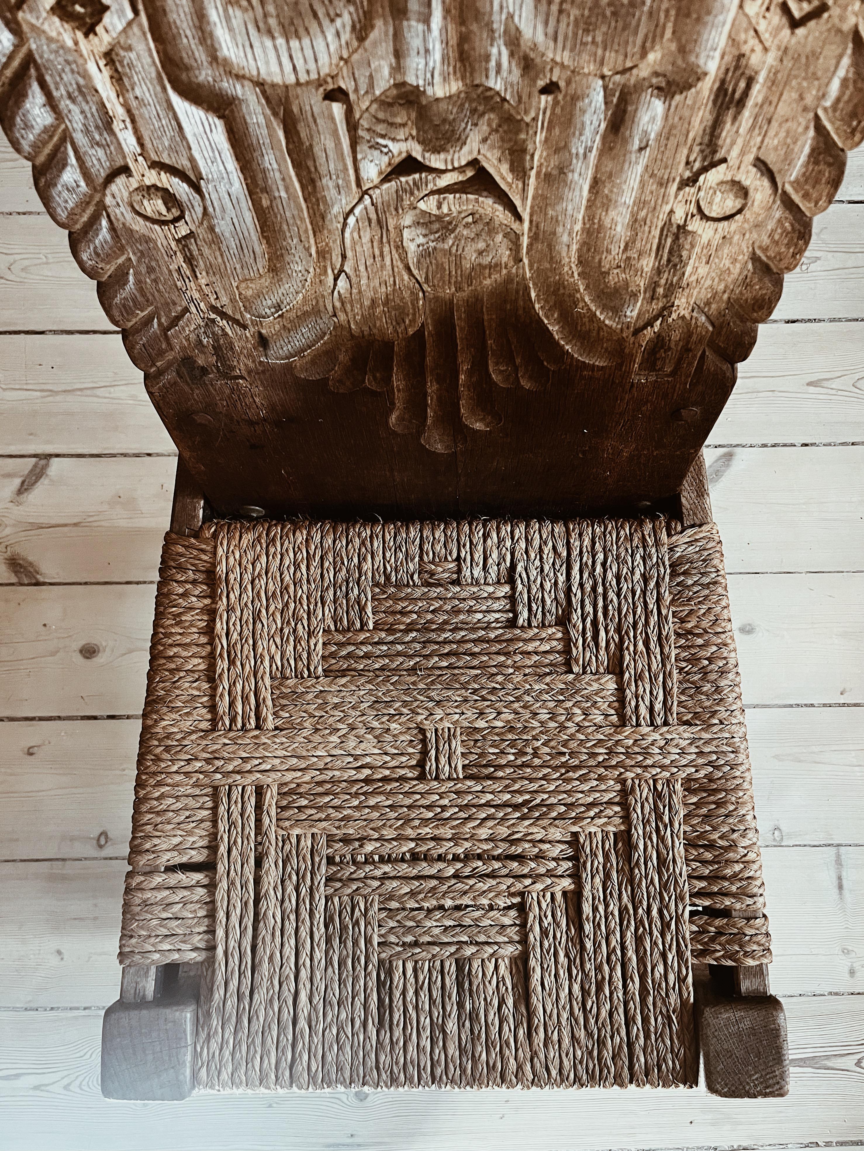 Sedie da pranzo in vimini e rattan in stile arte popolare danese brutalista degli anni '30 in vendita 6