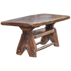 Brutalistic Handmade Coffee Table from Solid Oak, Swiss Alpine Furniture