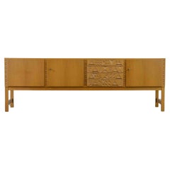 Credenza brutalista di metà secolo in legno di quercia