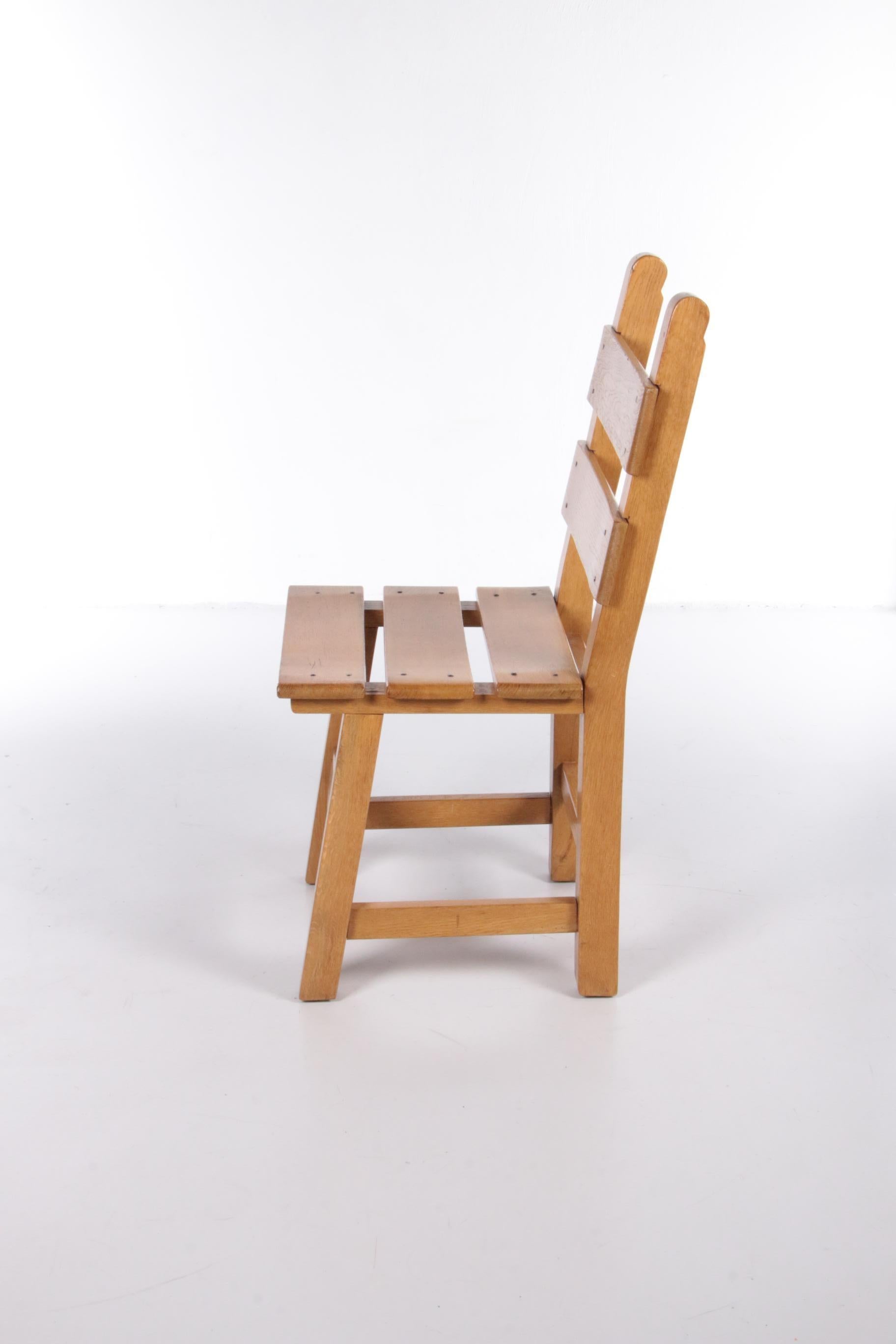 Brutalistic Set of 4 Sturdy Wooden Chairs, 1980 In Good Condition In Oostrum-Venray, NL
