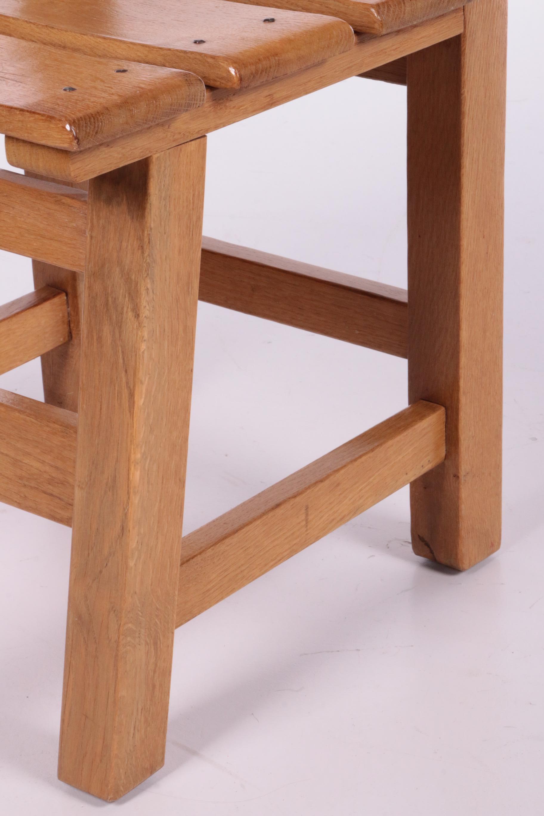 Brutalistic Set of 4 Sturdy Wooden Chairs, 1980 2