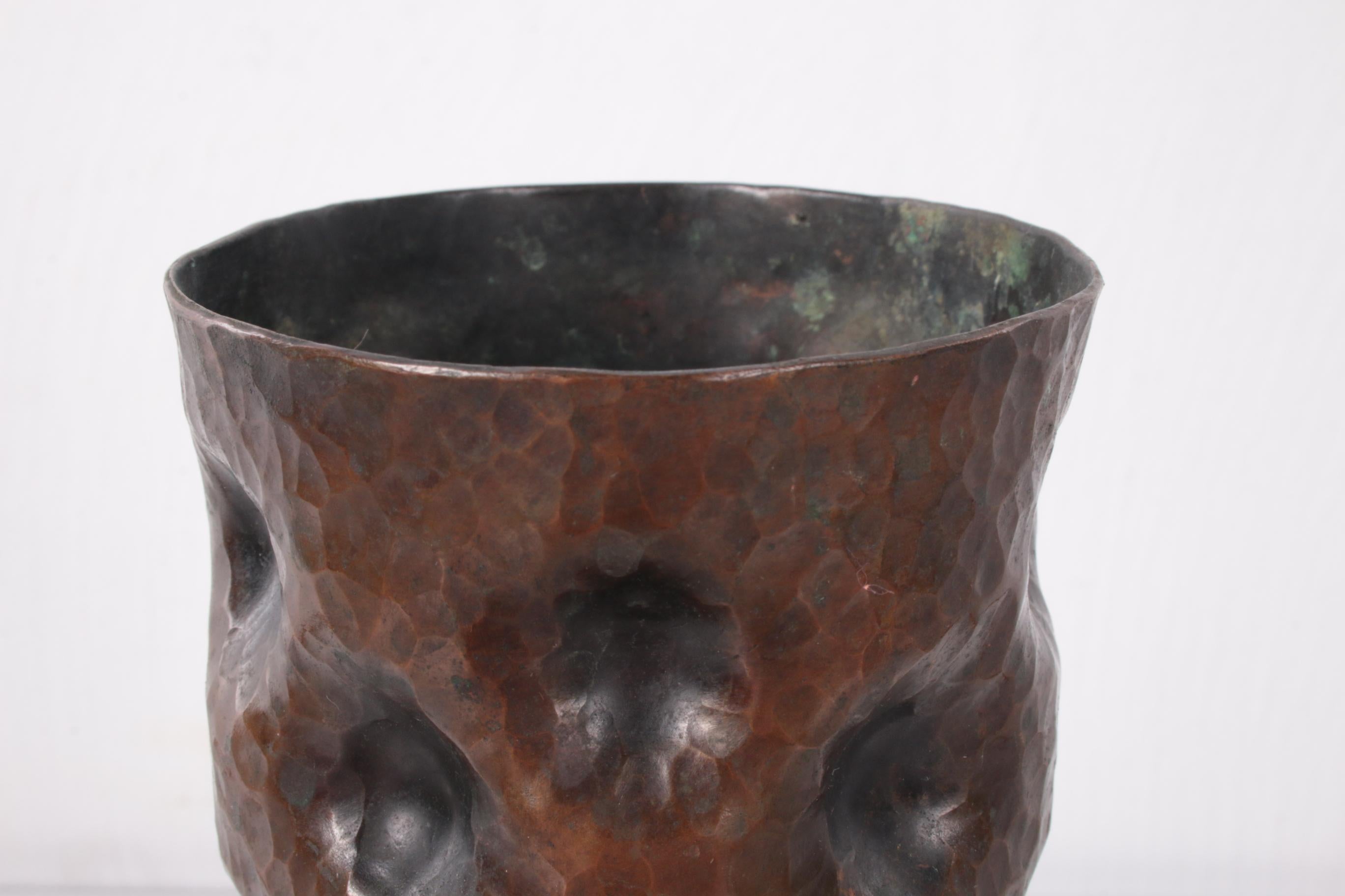 Mid-20th Century Brutalistic Sturdy Copper Danish Vase, 1960 For Sale