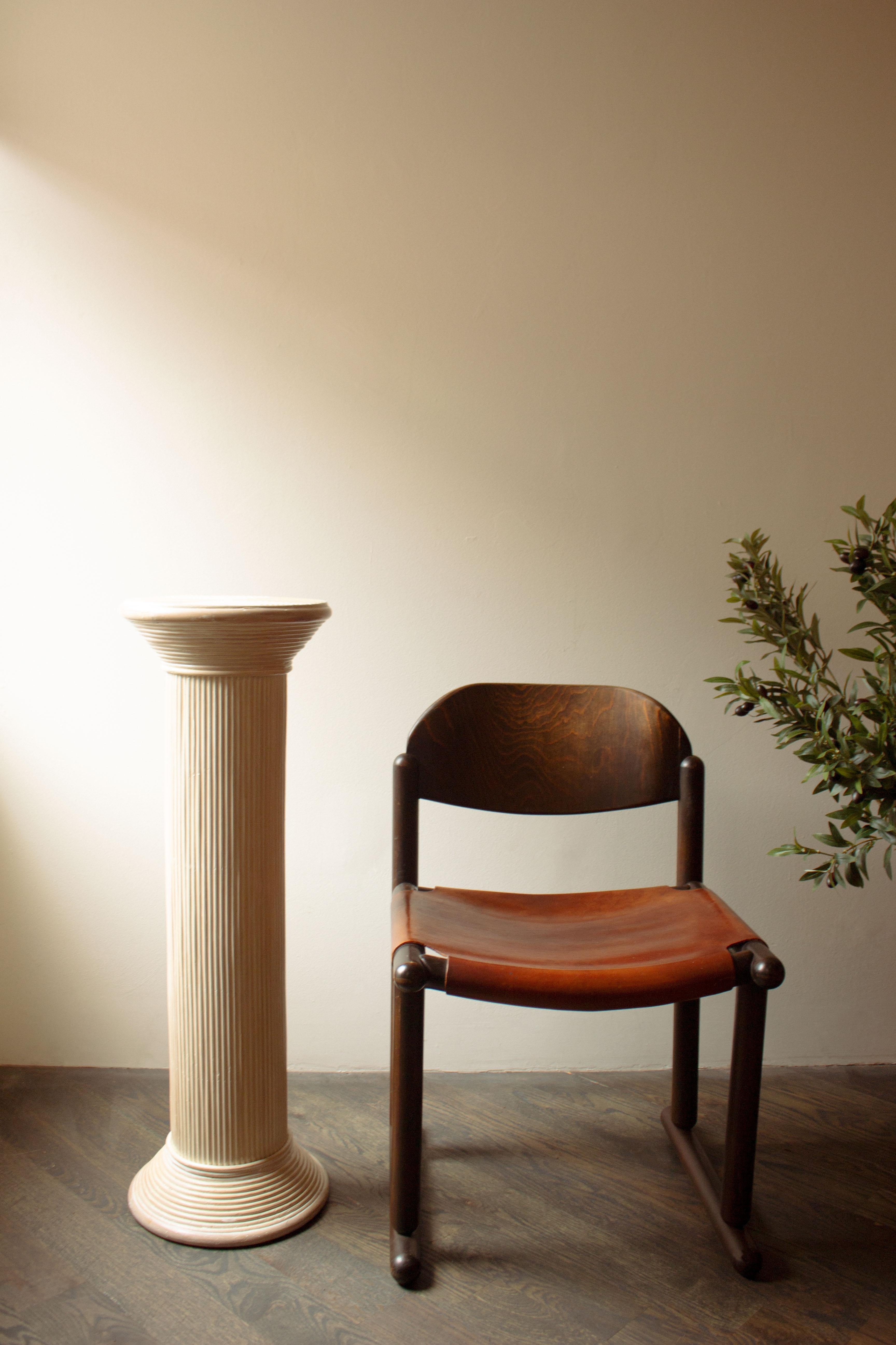 Brutalists Leather Sling Chair, Set of 4 In Good Condition In Brooklyn, NY