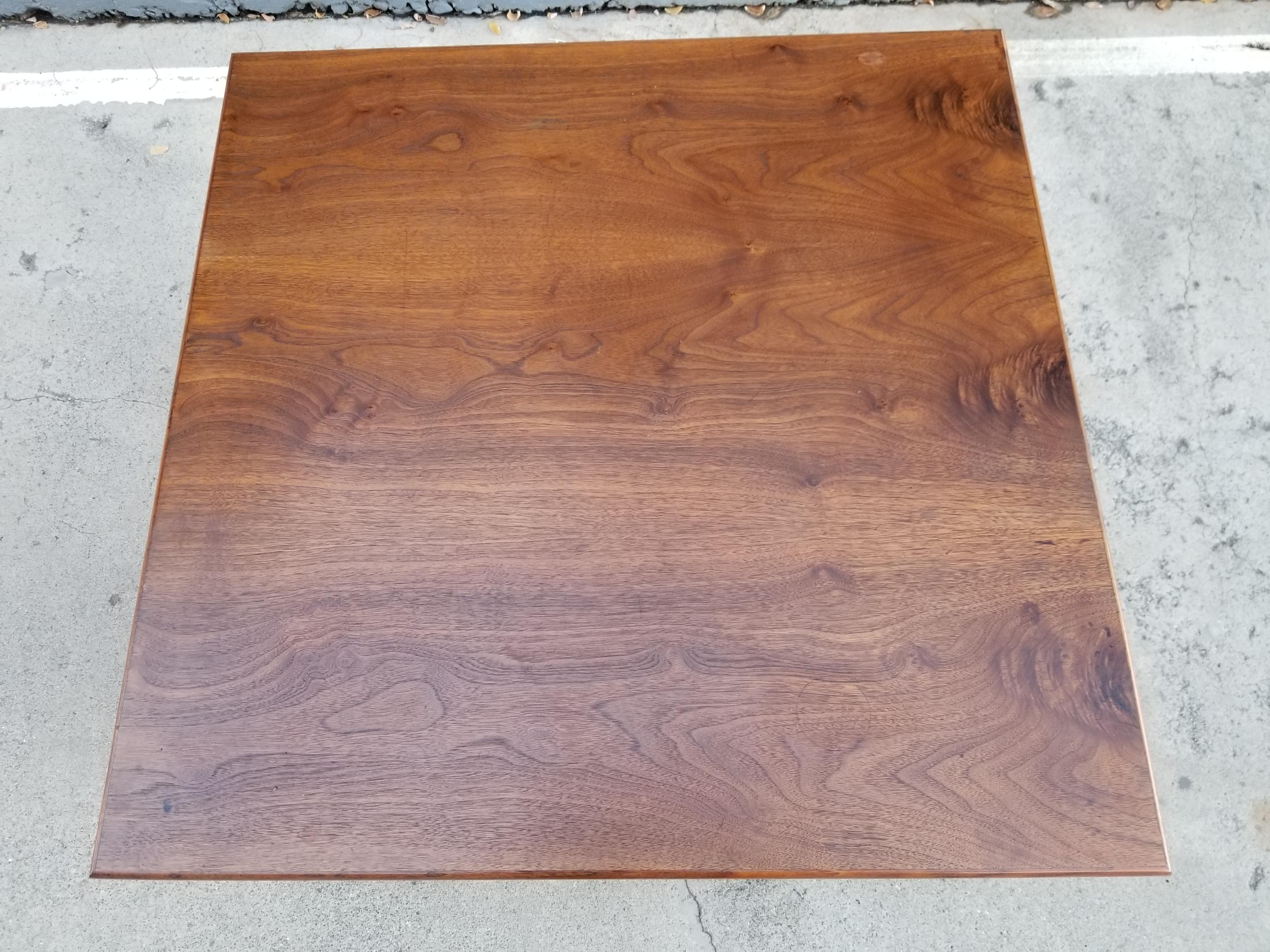 Brutalist End Table with Rectangular Walnut Tiles 1