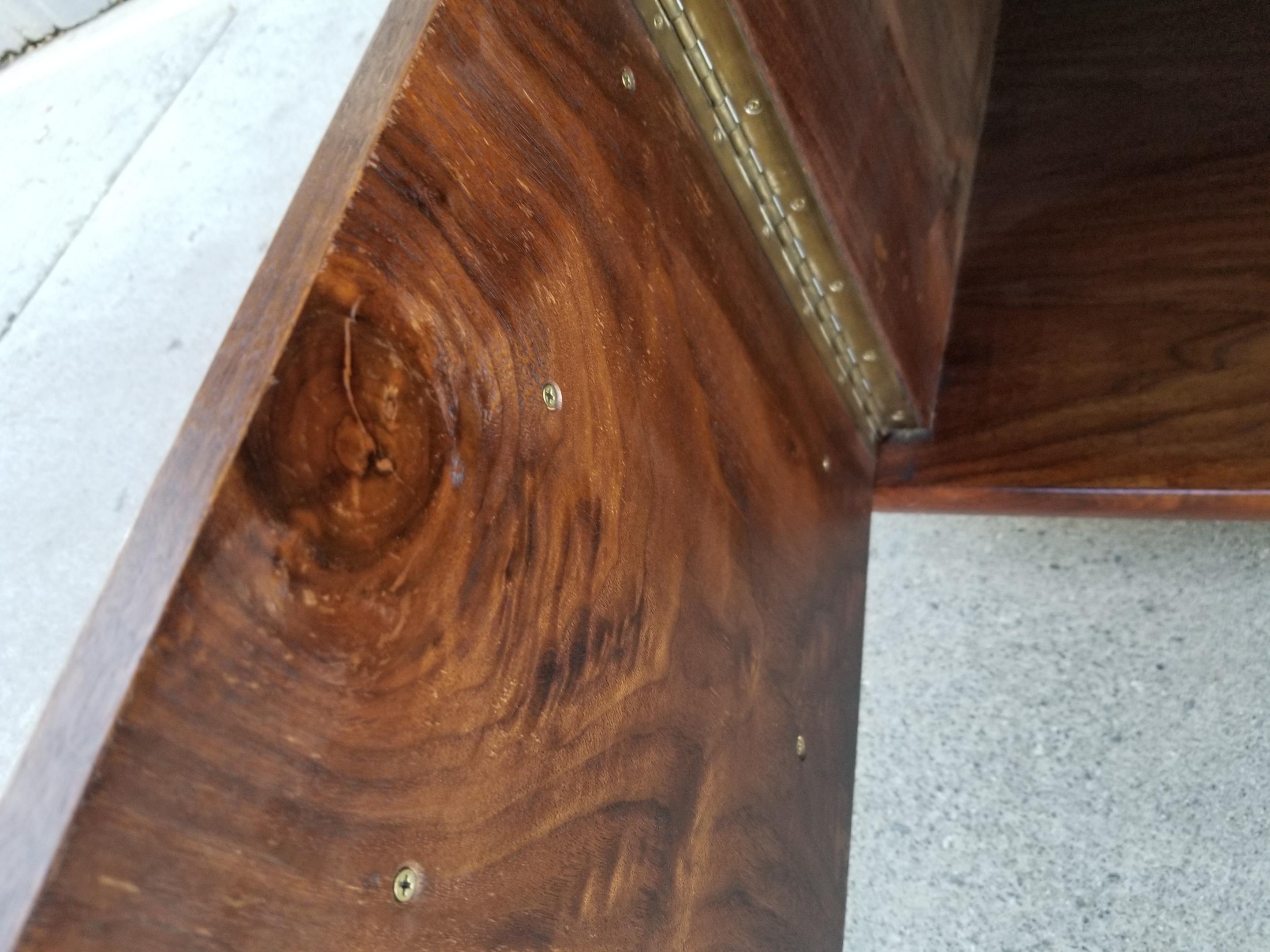 Brutalist End Table with Rectangular Walnut Tiles 4