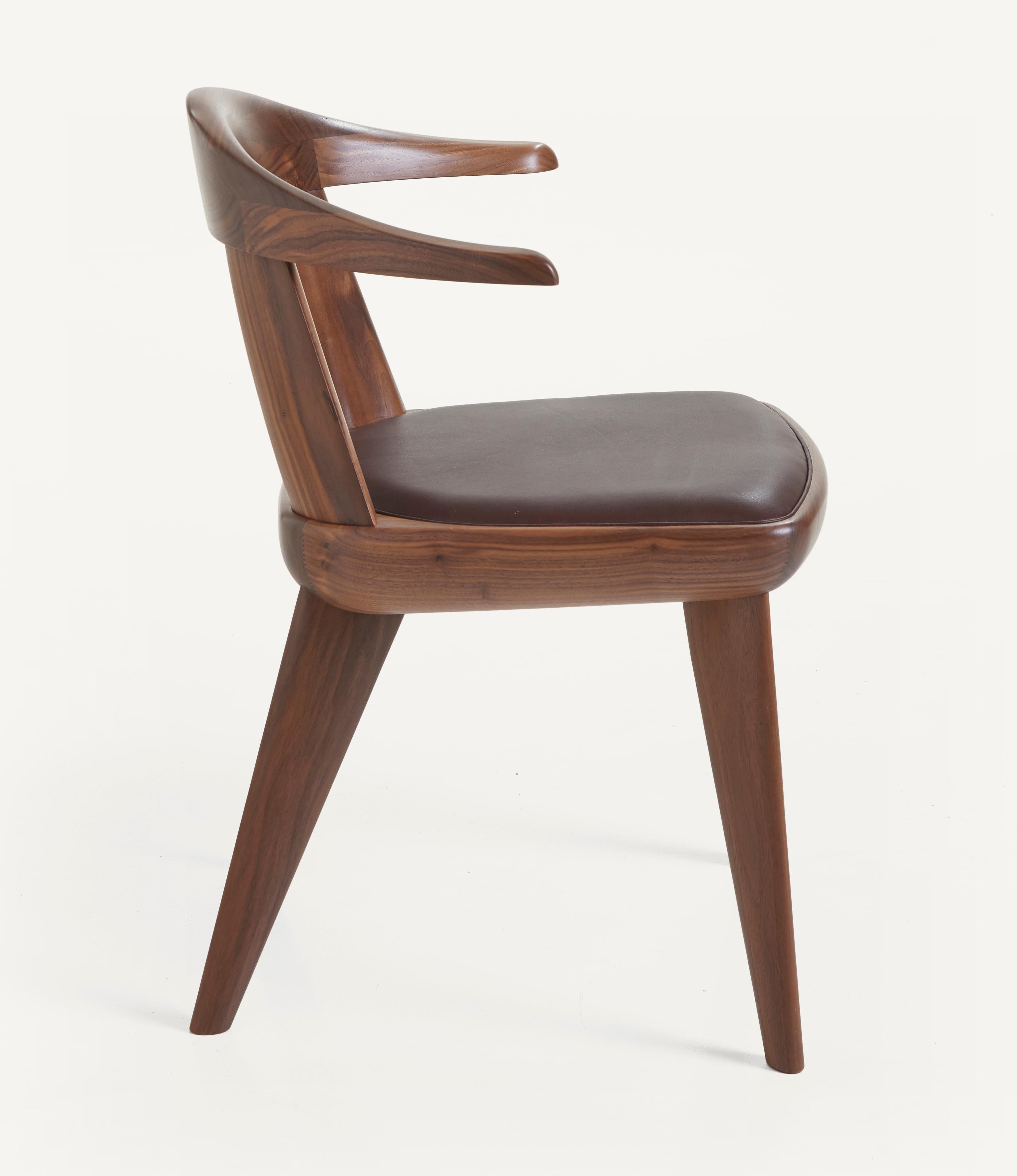For Sale: Brown (Elegant 93957 Dark Brown) Brutus Armchair in Solid Walnut with Leather Seat Designed by Craig Bassam 5