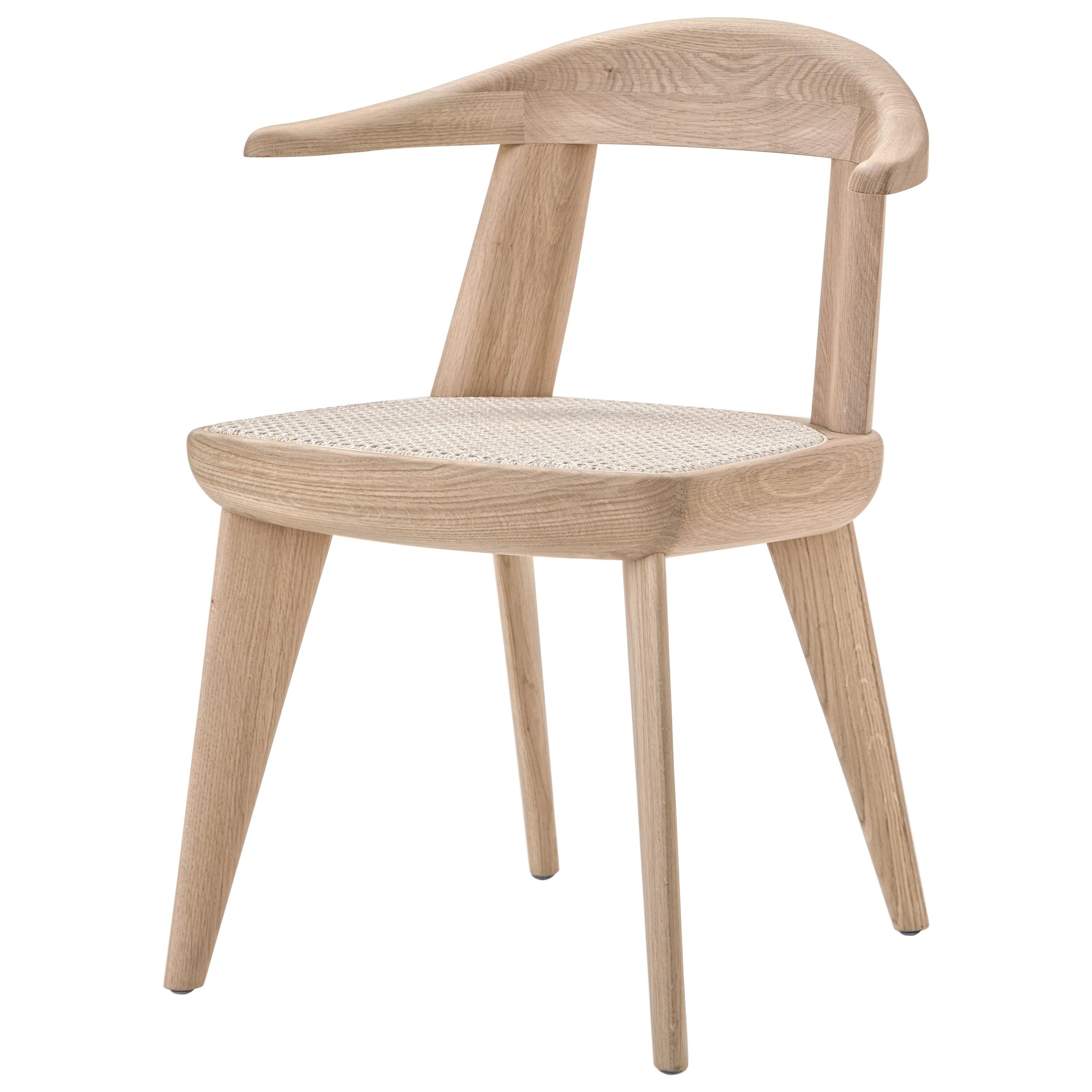 For Sale: Brown (Wood White Oak Raw Effect) Brutus Armchair in Solid Wood with Cane Seat Designed by Craig Bassam