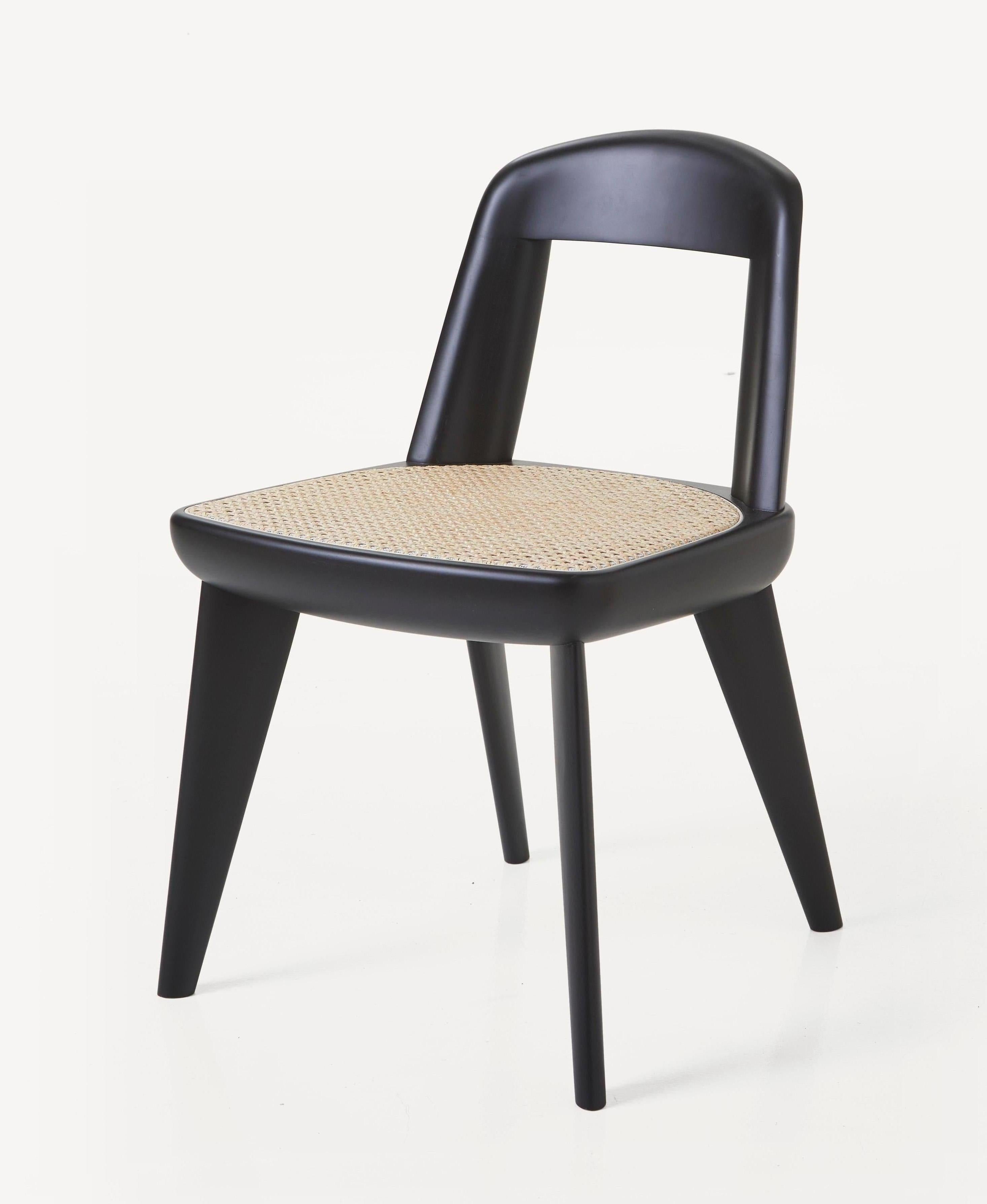 For Sale: Black (Wood Ebonized Beech) Brutus Armless Chair in Solid Wood with Cane Seat Designed by Craig Bassam