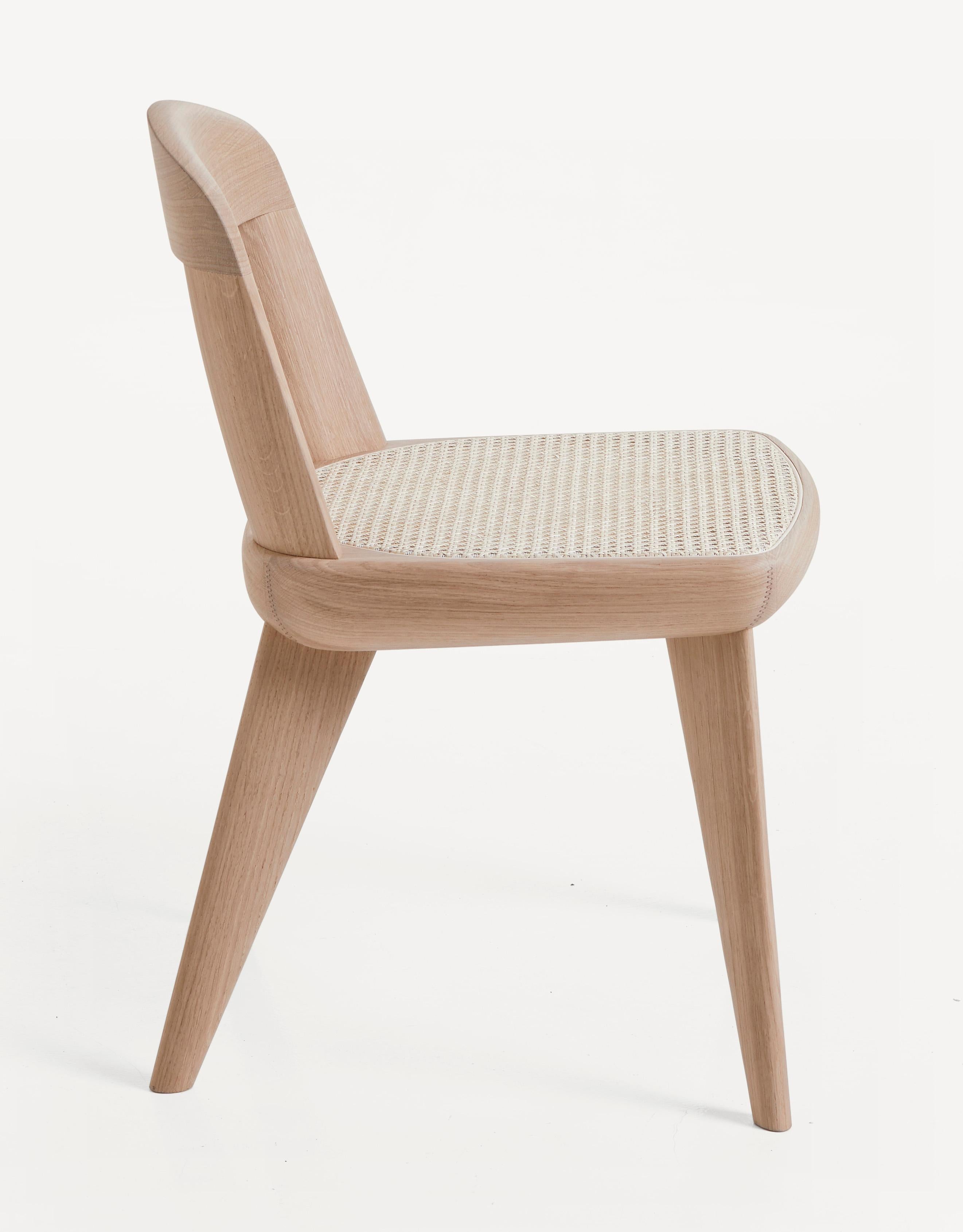 For Sale: Brown (Wood White Oak Raw Effect) Brutus Armless Chair in Solid Wood with Cane Seat Designed by Craig Bassam 5