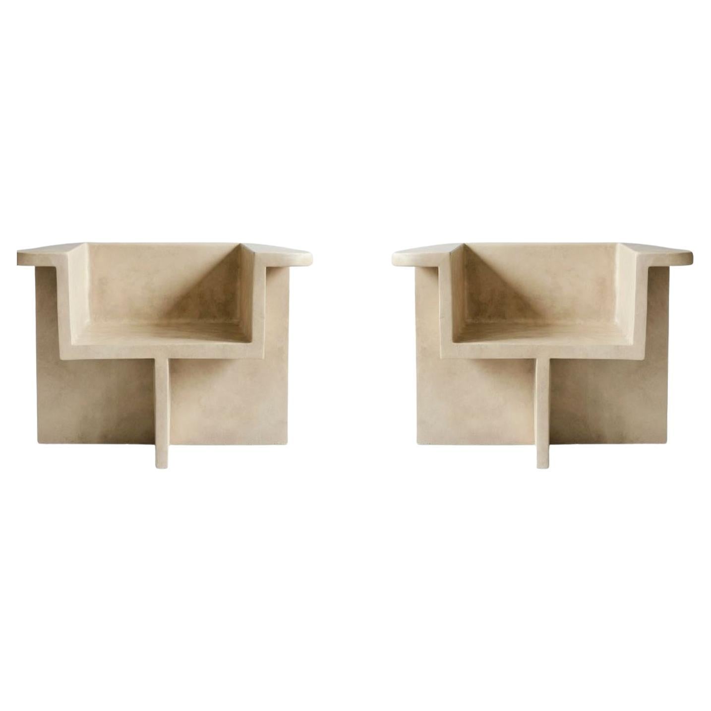 Brutus Style Armchairs, Contemporary, Sand Colour, Fiber Concrete.