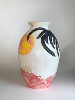 "Ayam Cemani, Moon Presence", Contemporary, Vessel Form, Vase, Animals, Ceramic