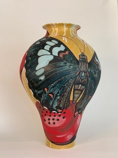 "Greene & Greene al telefono", Contemporaneo, Ceramica, Forma di vaso, Animali, Smalto