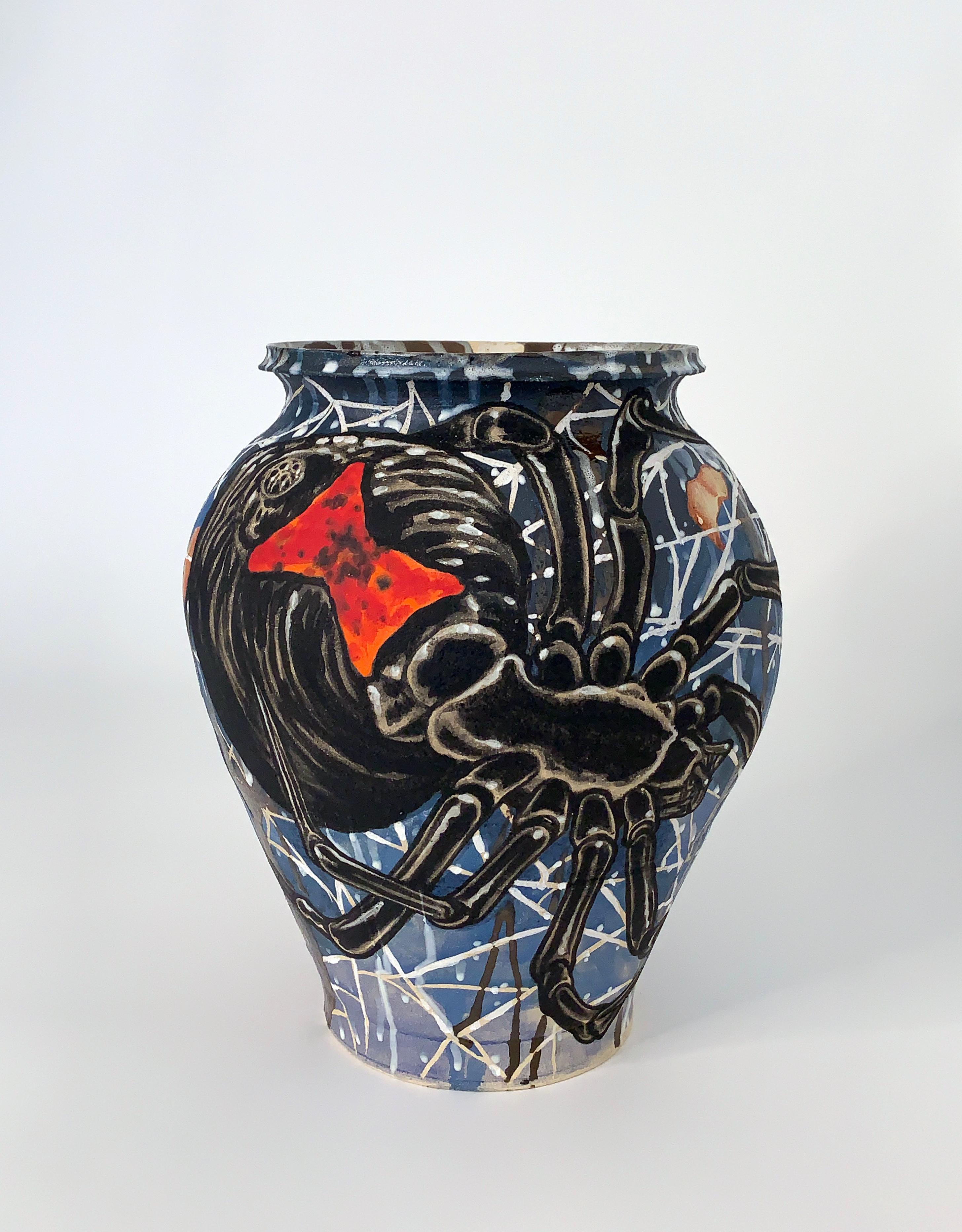 Bryan Burk Animal Painting - "Insure Domestic Tranquility", Contemporary, Ceramic, Vessel, Surface Painting
