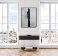 Bryan Grose "Empire" paysage urbain contemporain abstrait noir et blanc 48x36