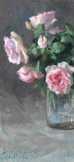 "Bottled Roses" Modern Impressionist Still Life