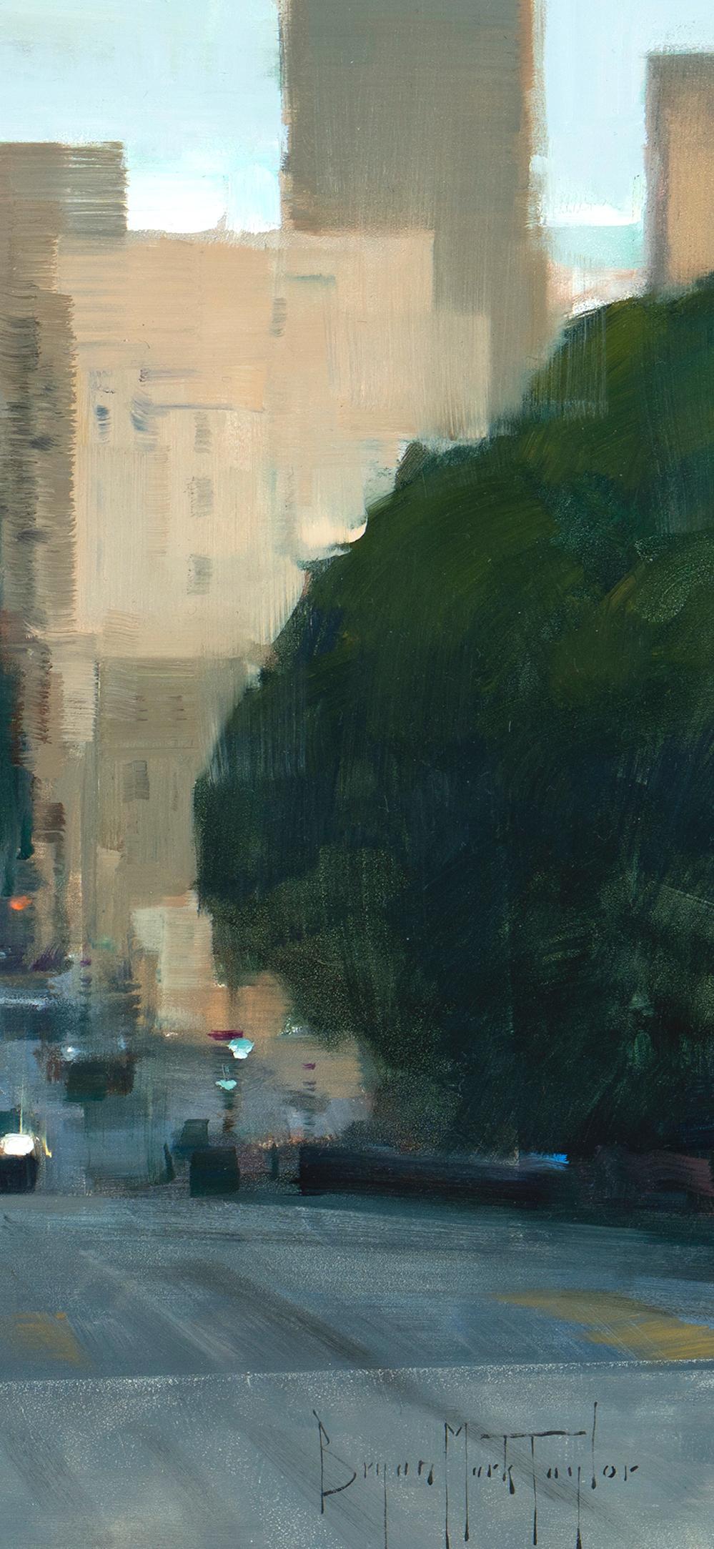 „Stadt Twilight“ Moderne impressionistische Stadtlandschaft, Ölgemälde von San Francisco (Abstrakter Impressionismus), Painting, von Bryan Mark Taylor