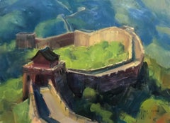 Contemporary Impressionist China Scene "The Great Wall" Plein Air Oil