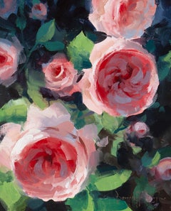 "David Austin Roses" Modern Impressionist Still Life