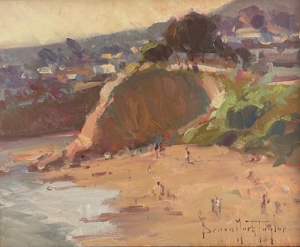 Bryan Mark Taylor Landscape Painting - "Evening Stroll" Modern Impressionist Southern California Seascape  