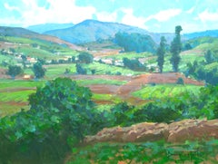 "Garden Valley Ooty" Modern Impressionist Farmland Oil