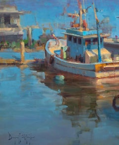 "Astillero de Goa" Óleo impresionista moderno de la India