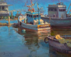 "Goa Shipyard" Modern Impressionist Oil of India