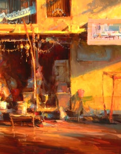 "Mercato di Jodphur" Olio moderno impressionista dell'India